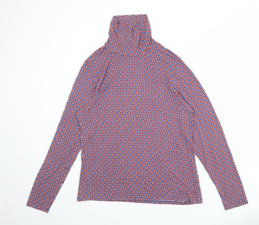 River Island Womens Multicoloured Geometric Viscose Basic T-Shirt Size 18 Roll Neck