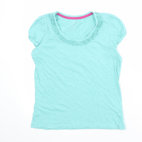 John Lewis Womens Blue 100% Cotton Basic T-Shirt Size 10 Scoop Neck