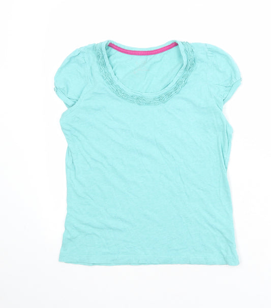 John Lewis Womens Blue 100% Cotton Basic T-Shirt Size 10 Scoop Neck