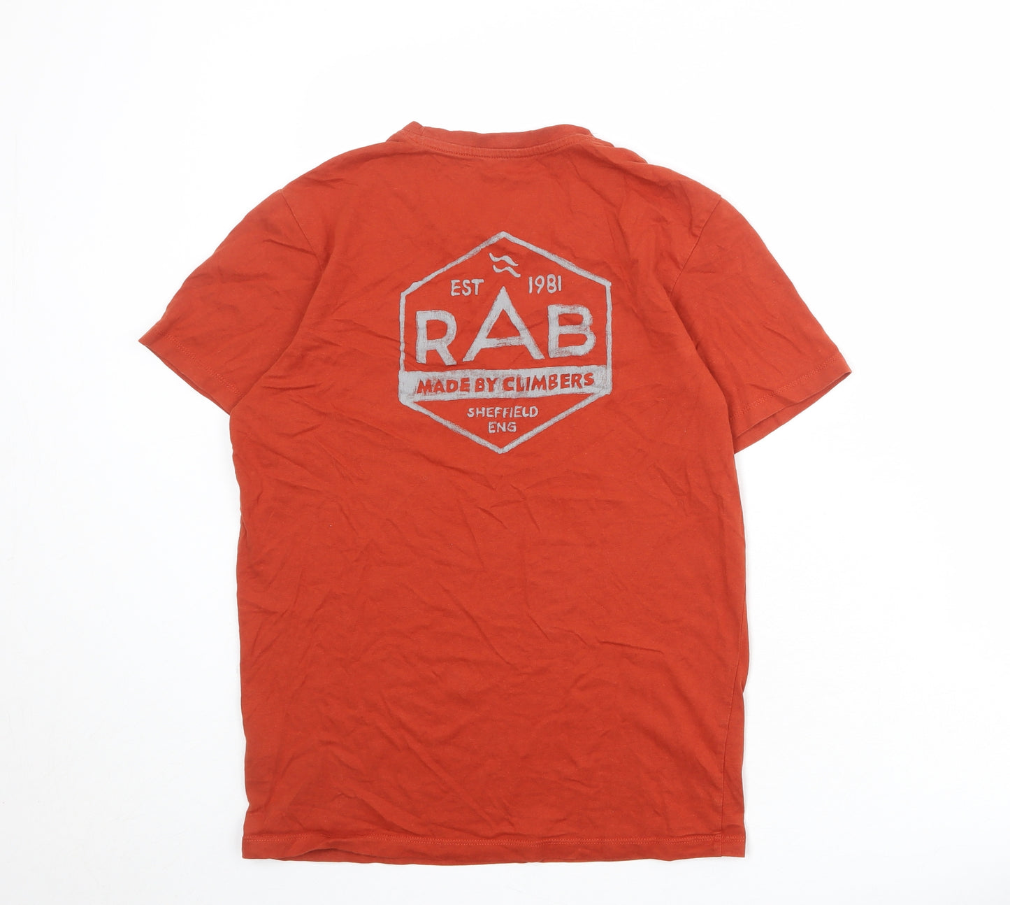 RAB Mens Orange Cotton T-Shirt Size S Round Neck