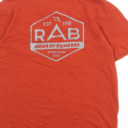 RAB Mens Orange Cotton T-Shirt Size S Round Neck