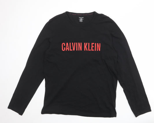 Calvin Klein Mens Black Polyester T-Shirt Size L Round Neck