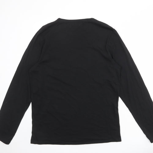 Calvin Klein Mens Black Polyester T-Shirt Size L Round Neck
