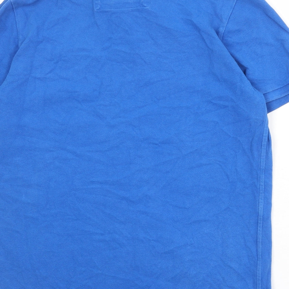 Superdry Mens Blue 100% Cotton Polo Size 2XL Collared Button