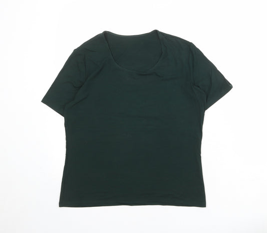 St Michael Womens Green Viscose Basic T-Shirt Size 12 Scoop Neck