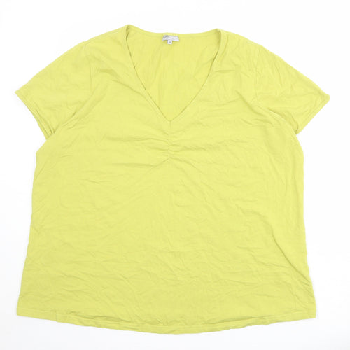 Rogers + Rogers Womens Green Cotton Basic T-Shirt Size 28 V-Neck