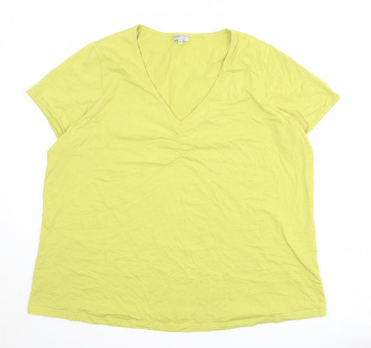Rogers + Rogers Womens Green Cotton Basic T-Shirt Size 28 V-Neck