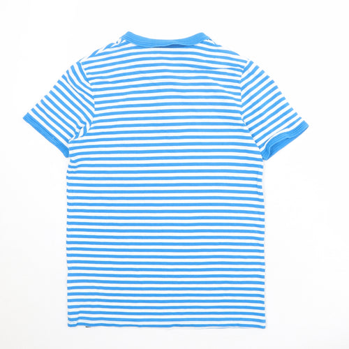 Penguin Boys Blue Striped 100% Cotton Basic Polo Size 14-15 Years Collared Button