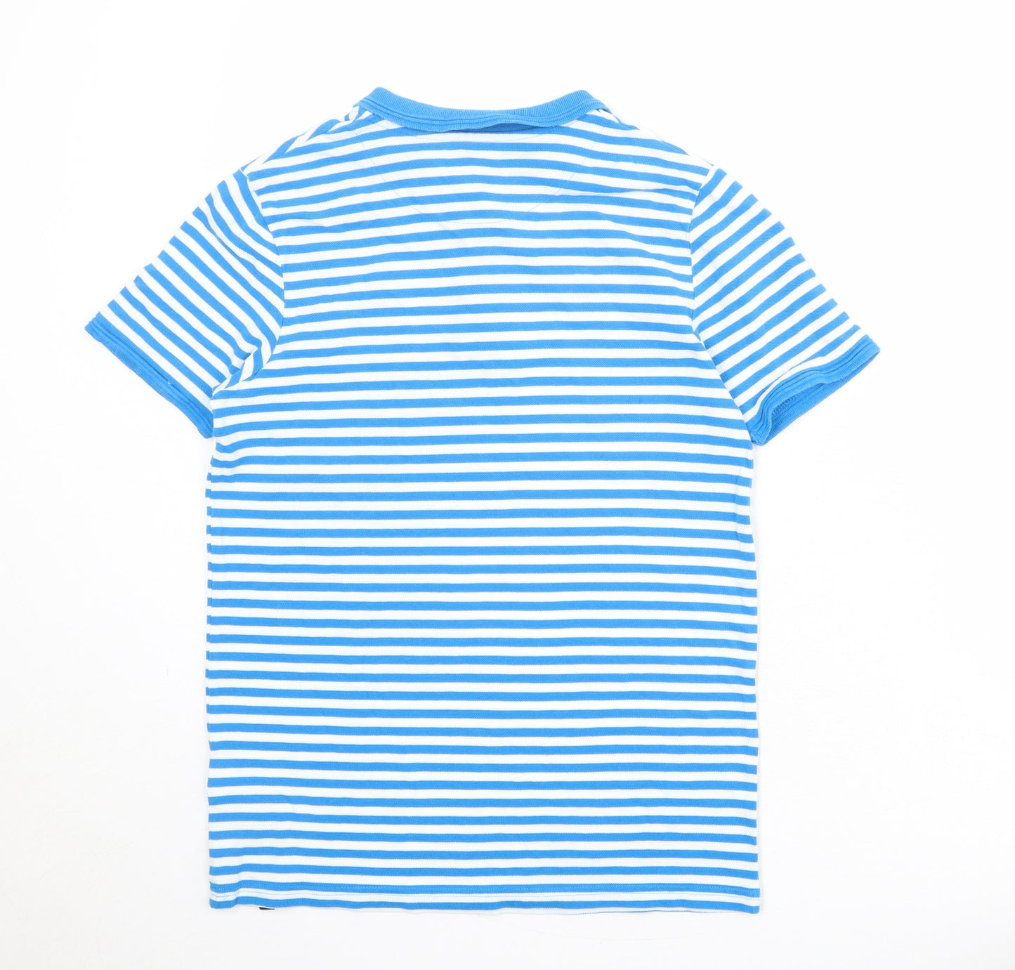 Penguin Boys Blue Striped 100% Cotton Basic Polo Size 14-15 Years Collared Button