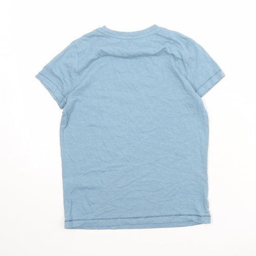 Marks and Spencer Boys Blue Cotton Basic T-Shirt Size 7-8 Years Round Neck Pullover