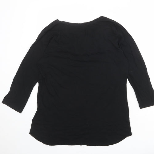 Gap Womens Black Cotton Basic T-Shirt Size L Round Neck