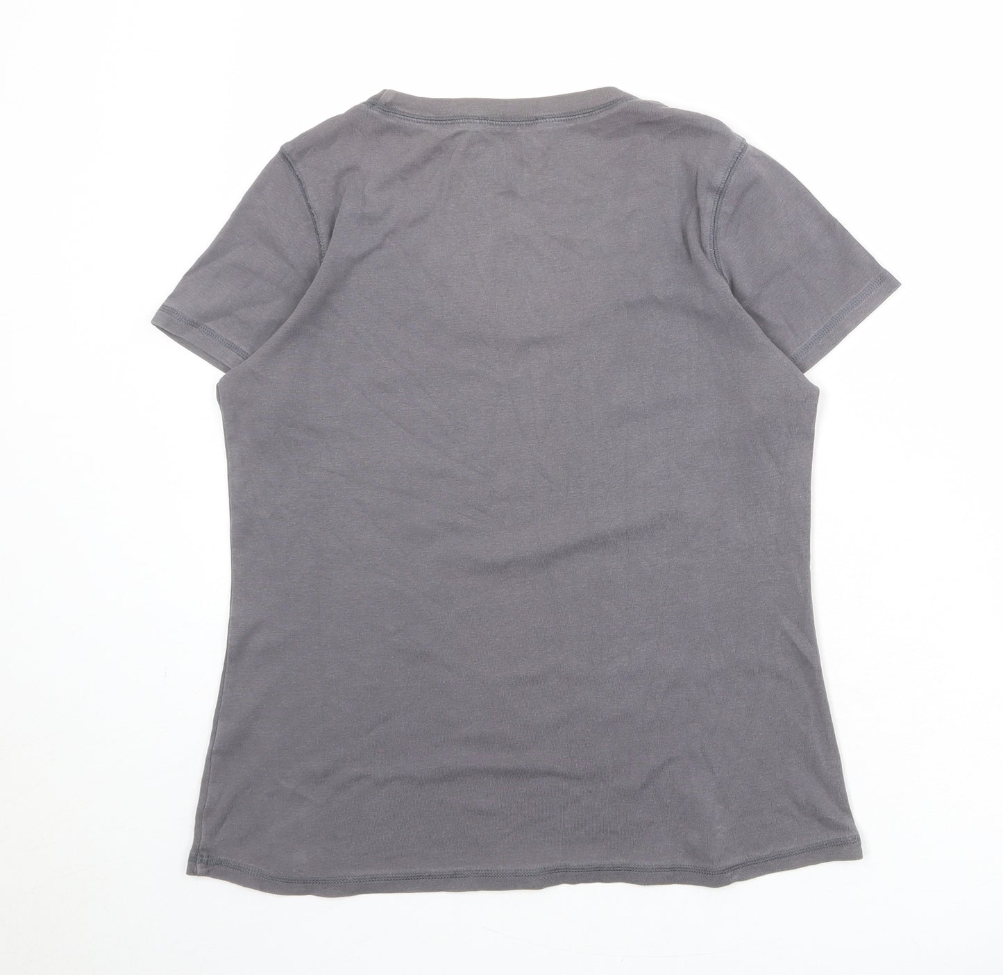 Marks and Spencer Womens Grey 100% Cotton Basic T-Shirt Size 16 Scoop Neck