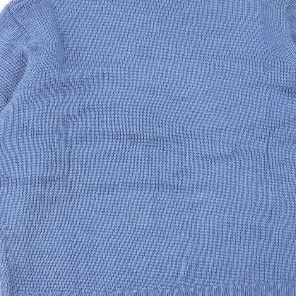 Afibel Womens Blue Round Neck Acrylic Pullover Jumper Size 10