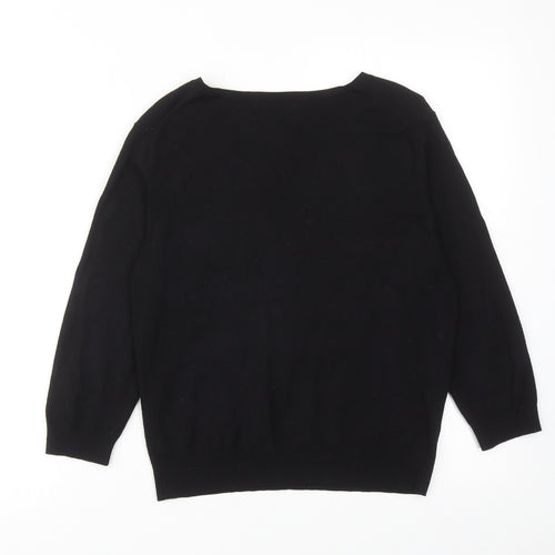 Marks and Spencer Womens Black V-Neck Viscose Pullover Jumper Size 16