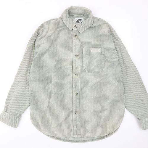 BDG Womens Green Cotton Basic Button-Up Size S Collared