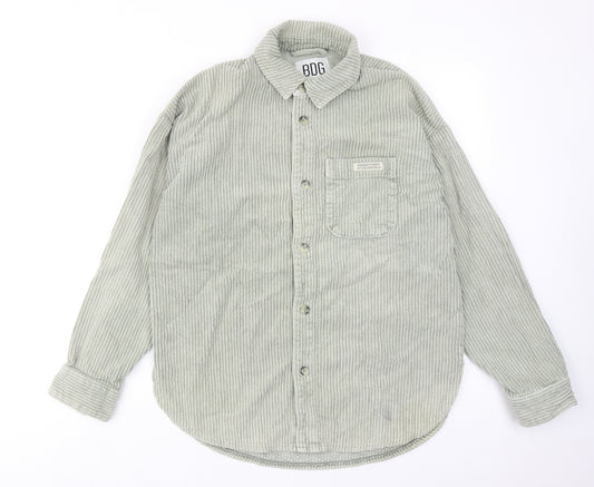 BDG Womens Green Cotton Basic Button-Up Size S Collared