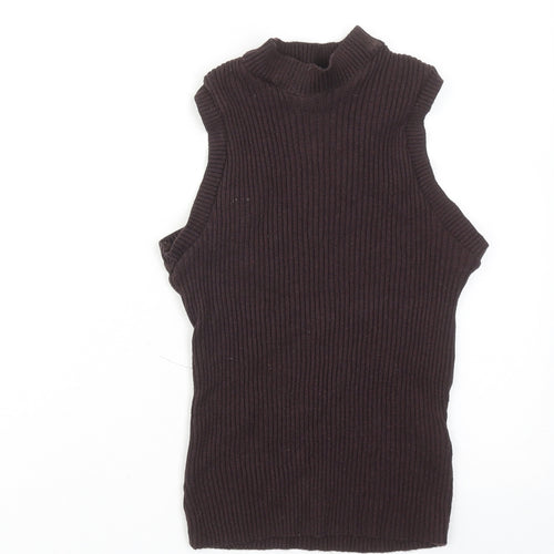 Marks and Spencer Womens Brown Viscose Basic Tank Size M Mock Neck