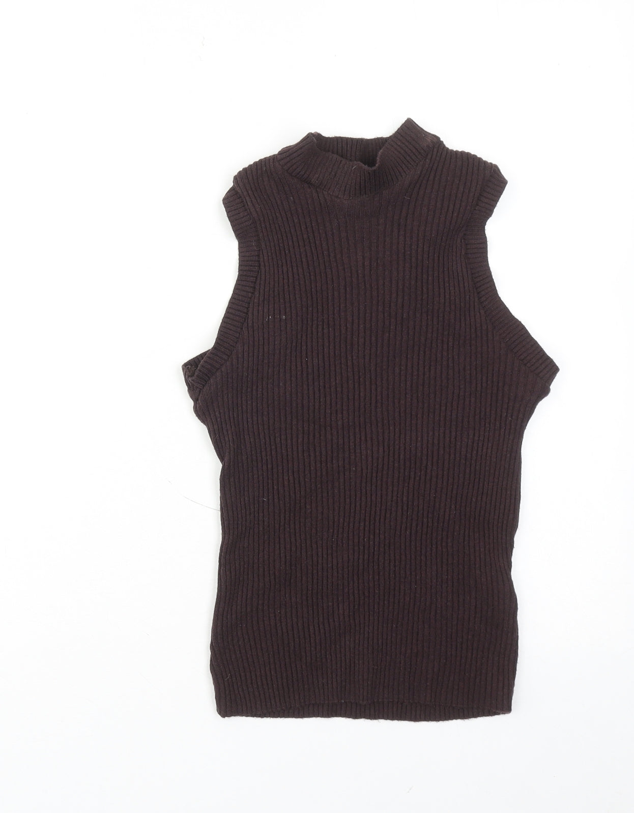 Marks and Spencer Womens Brown Viscose Basic Tank Size M Mock Neck