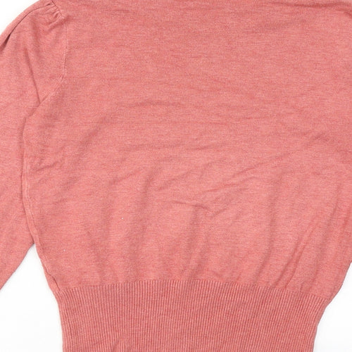 Marks and Spencer Womens Pink Round Neck Viscose Pullover Jumper Size 10