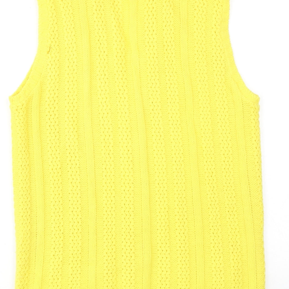 Monsanto Womens Yellow V-Neck Acrylic Vest Jumper Size 14