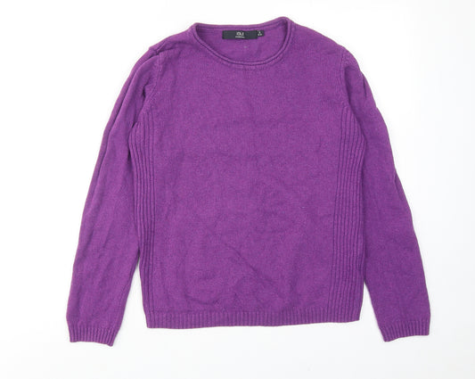 EWM Womens Purple Round Neck Acrylic Pullover Jumper Size 10 - Size 10-12