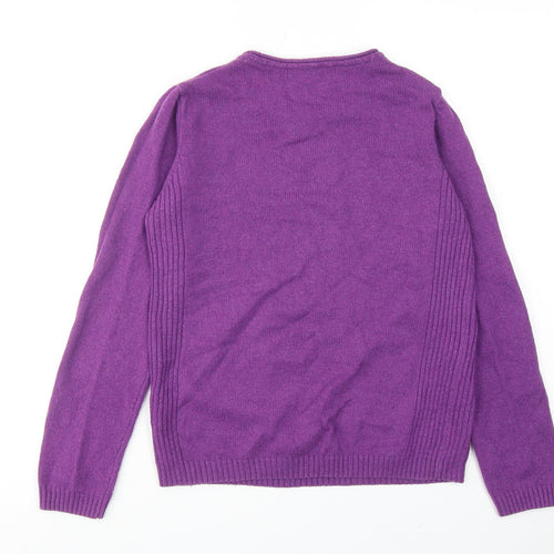 EWM Womens Purple Round Neck Acrylic Pullover Jumper Size 10 - Size 10-12
