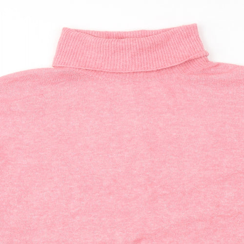 H&M Womens Pink Roll Neck Polyester Pullover Jumper Size XL