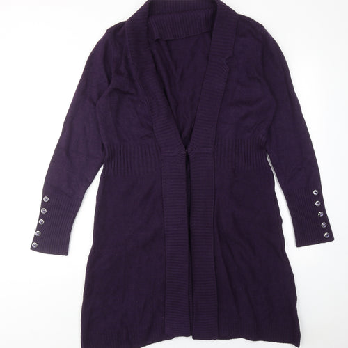 Marks and Spencer Womens Purple V-Neck Acrylic Cardigan Jumper Size L