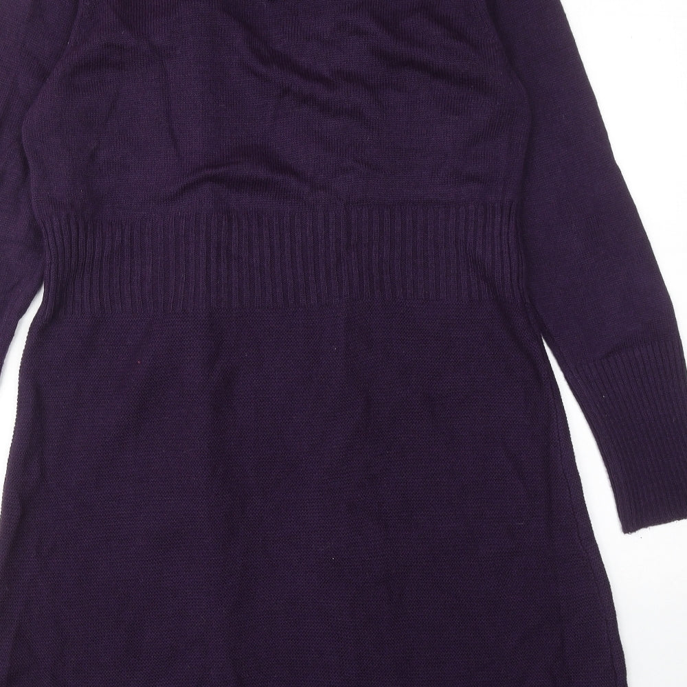 Marks and Spencer Womens Purple V-Neck Acrylic Cardigan Jumper Size L