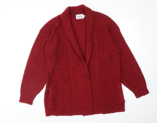 Late Edition Womens Red V-Neck Acrylic Cardigan Jumper Size S