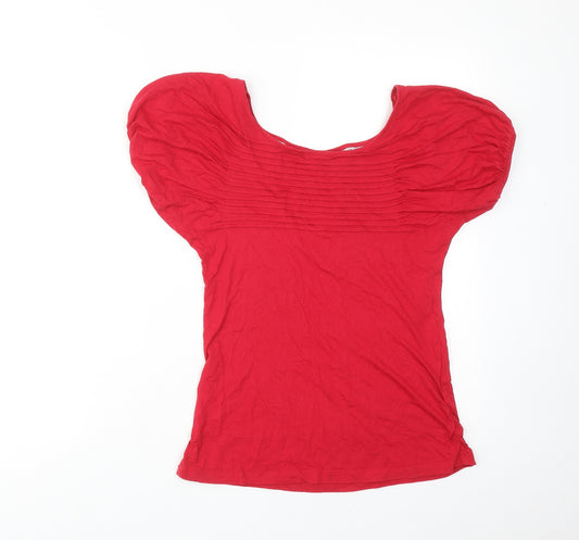 Fat Face Womens Red Cotton Basic T-Shirt Size 10 Round Neck
