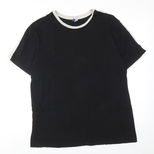 H&M Mens Black Cotton T-Shirt Size L Round Neck