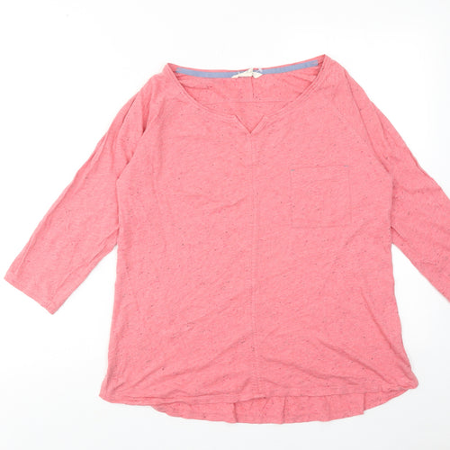 White Stuff Womens Pink Cotton Basic T-Shirt Size 14 Boat Neck