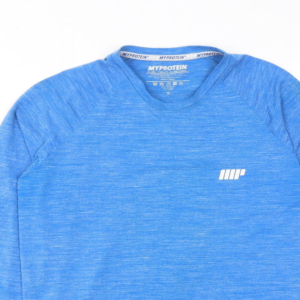 Myprotein Mens Blue Polyester Pullover Casual Size S Round Neck Pullover