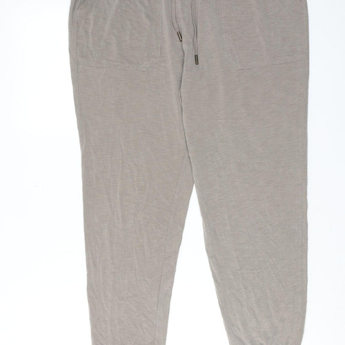 Marks and Spencer Womens Grey Modal Jogger Trousers Size 14 Regular Drawstring