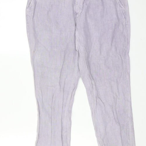Fat Face Womens Purple Linen Trousers Size 8 Regular Zip