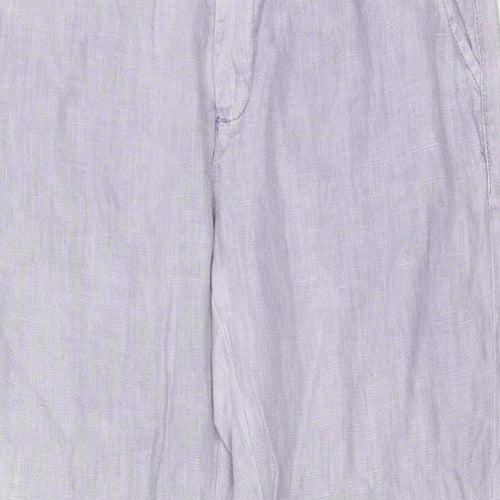 Fat Face Womens Purple Linen Trousers Size 8 Regular Zip