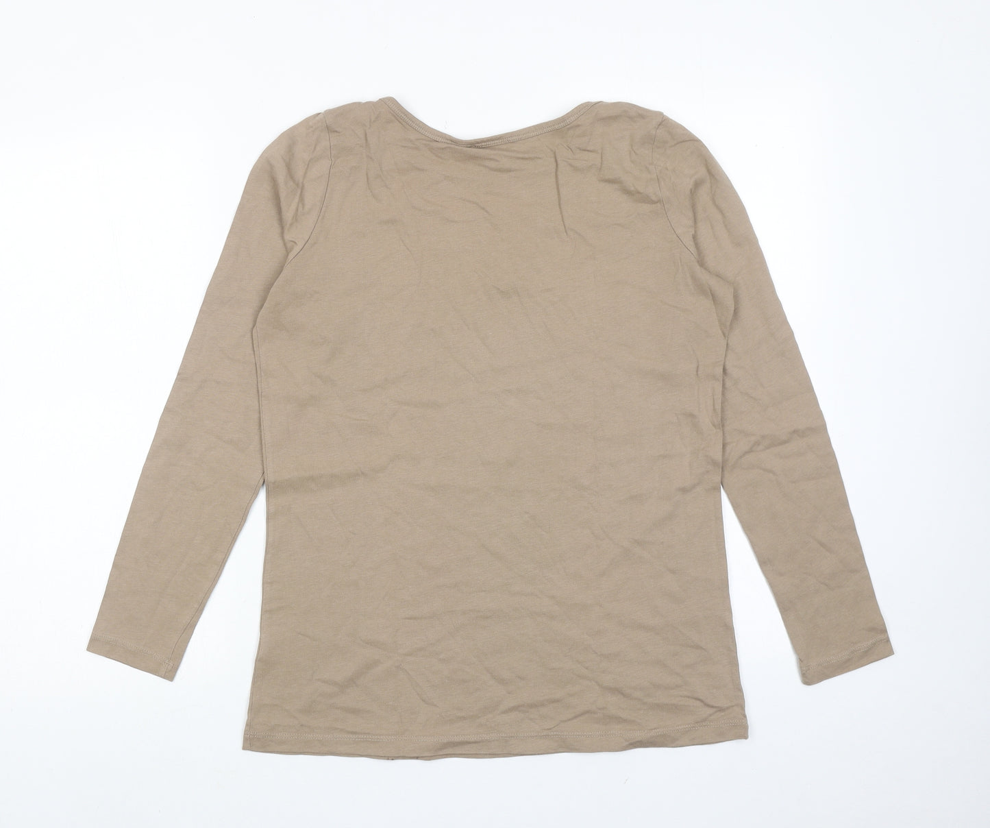 Anna Weyburn Womens Brown Cotton Basic T-Shirt Size 10 Round Neck