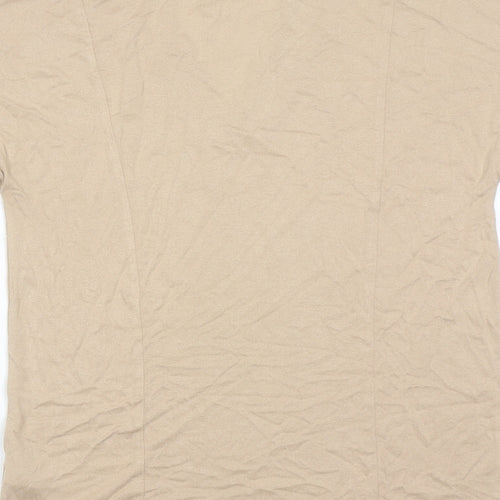Marks and Spencer Womens Beige Viscose Basic T-Shirt Size 8 V-Neck
