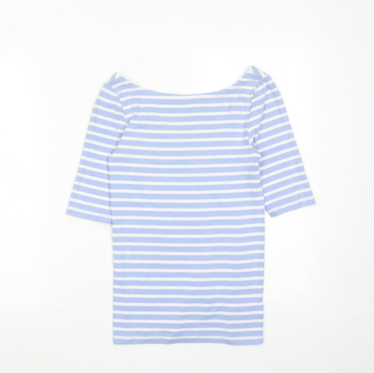 Gap Womens Blue Striped Cotton Basic T-Shirt Size XS Boat Neck