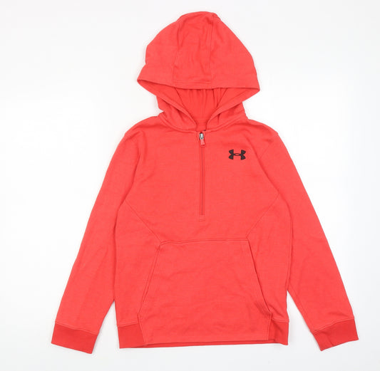 Under armour Boys Pink Cotton Pullover Hoodie Size 12-13 Years Zip