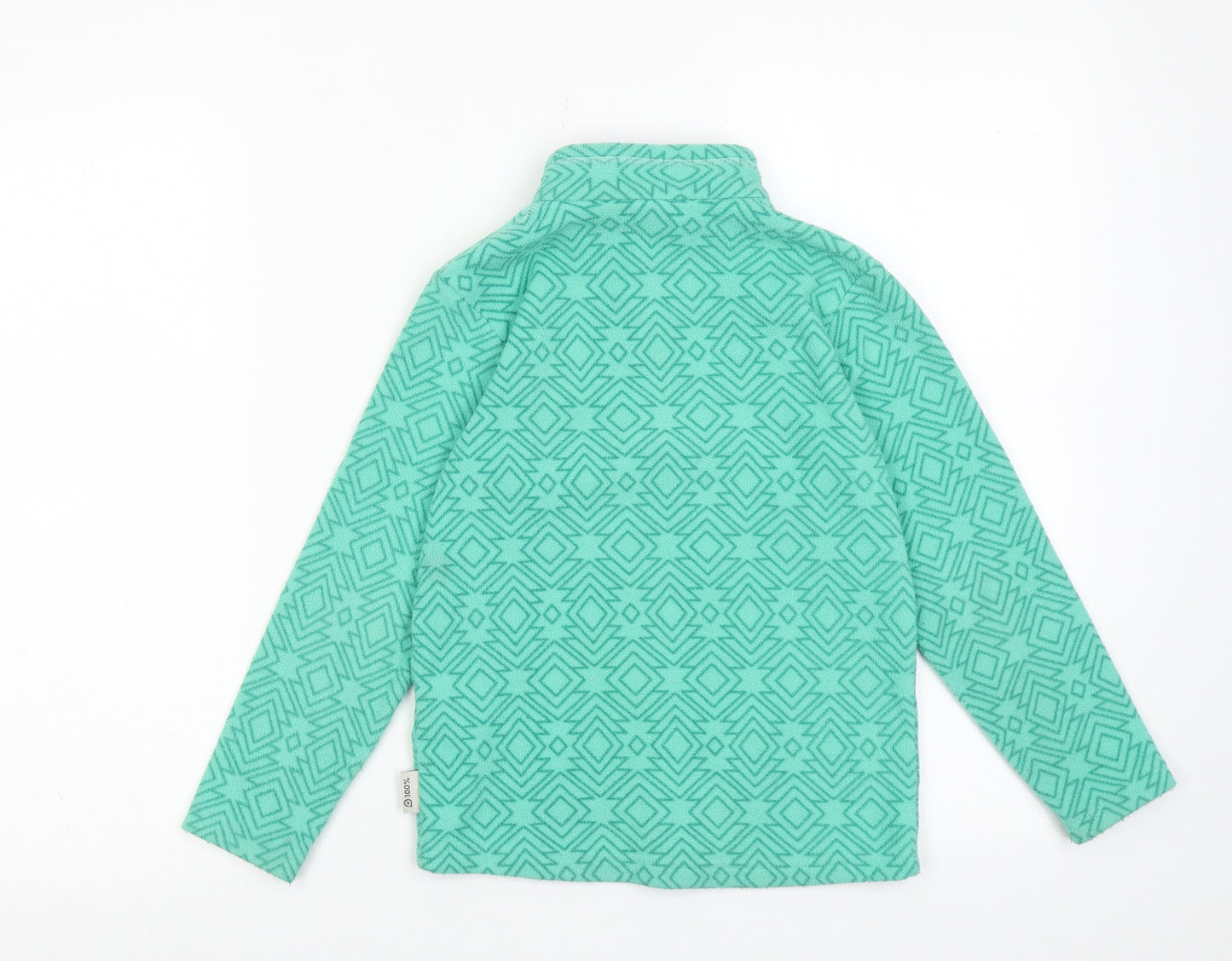 Oxylane Girls Green Geometric Polyester Pullover Sweatshirt Size 6 Years Zip