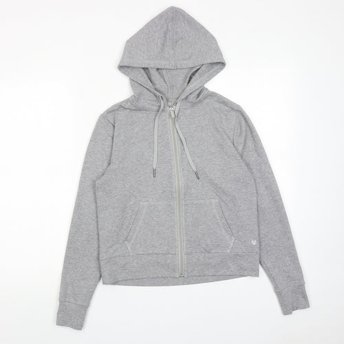 Marks and Spencer Womens Grey Cotton Full Zip Hoodie Size 8 Zip