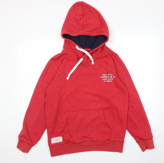 Joules Mens Red Cotton Pullover Hoodie Size M