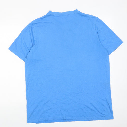 Cotton Traders Mens Blue Cotton T-Shirt Size L V-Neck