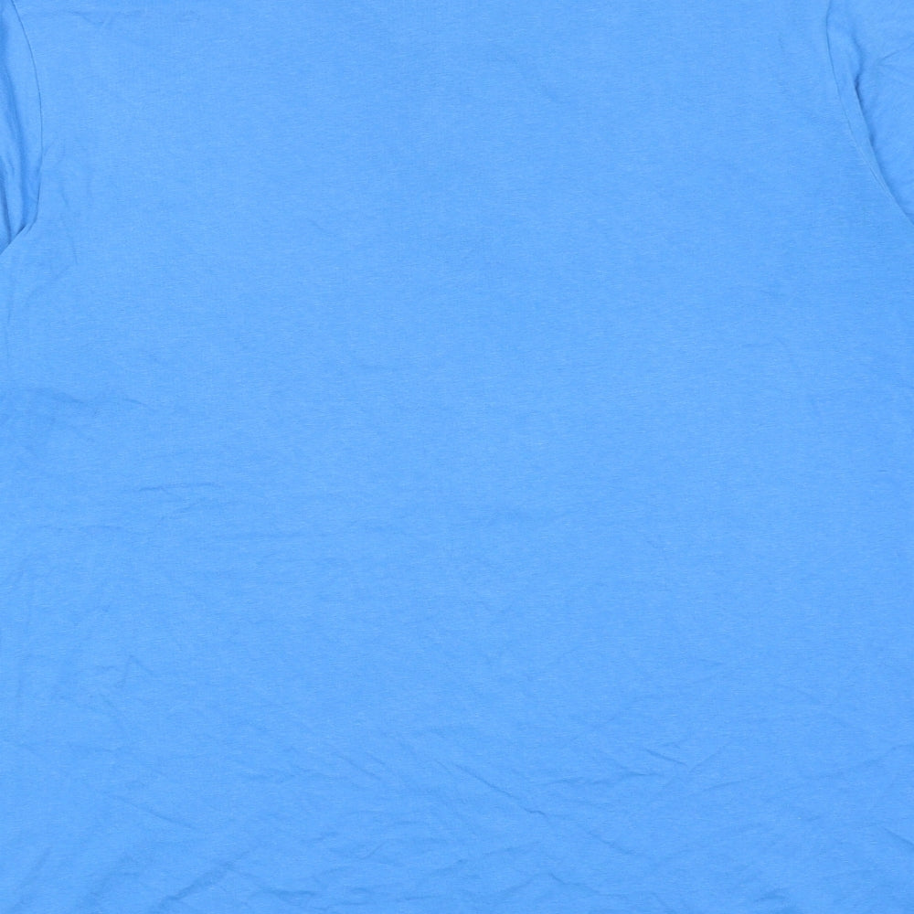 Cotton Traders Mens Blue Cotton T-Shirt Size L V-Neck