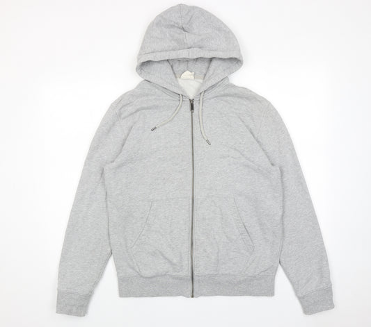 Marks and Spencer Mens Grey Cotton Full Zip Hoodie Size M