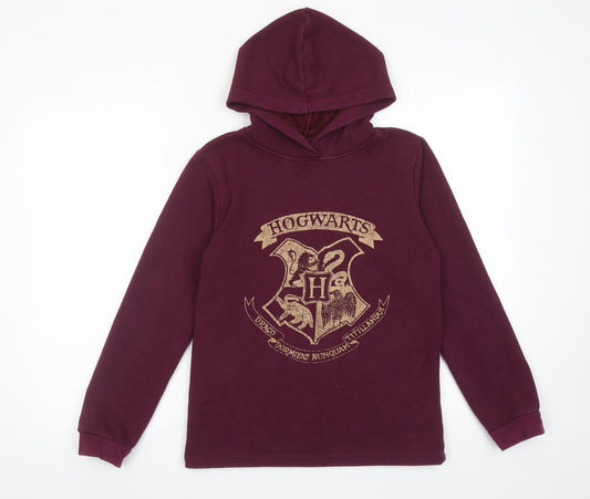 Harry Potter Girls Purple Cotton Pullover Hoodie Size 11-12 Years Pullover - Hogwarts