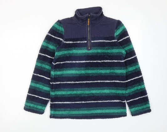 Joules Boys Blue Striped Polyester Pullover Sweatshirt Size 11-12 Years Zip