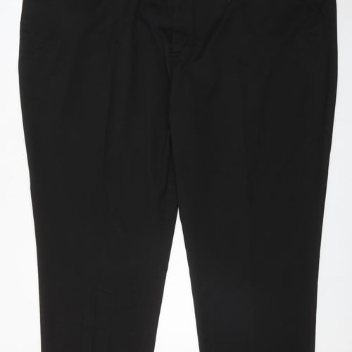 Skopes Mens Black Polyester Dress Pants Trousers Size 58 in Regular Zip
